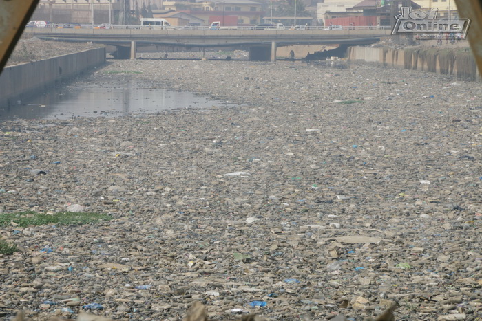 Odaw river filed with plastic waste