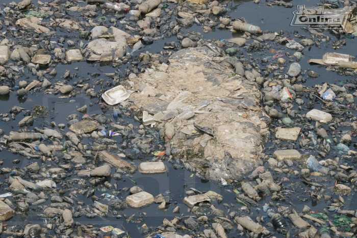 Odaw river filed with plastic waste