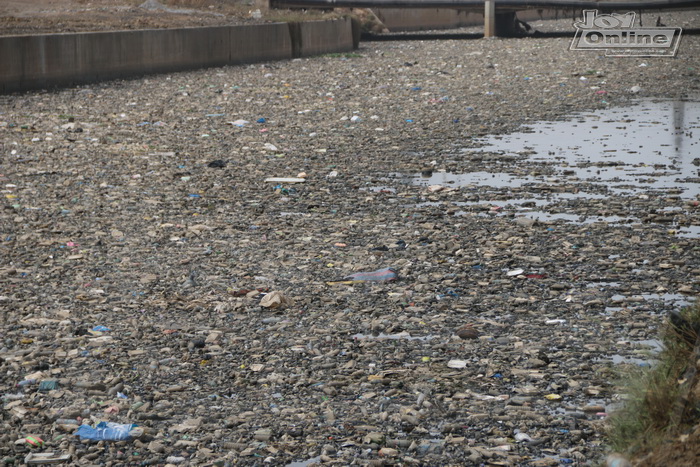 Odaw river filed with plastic waste