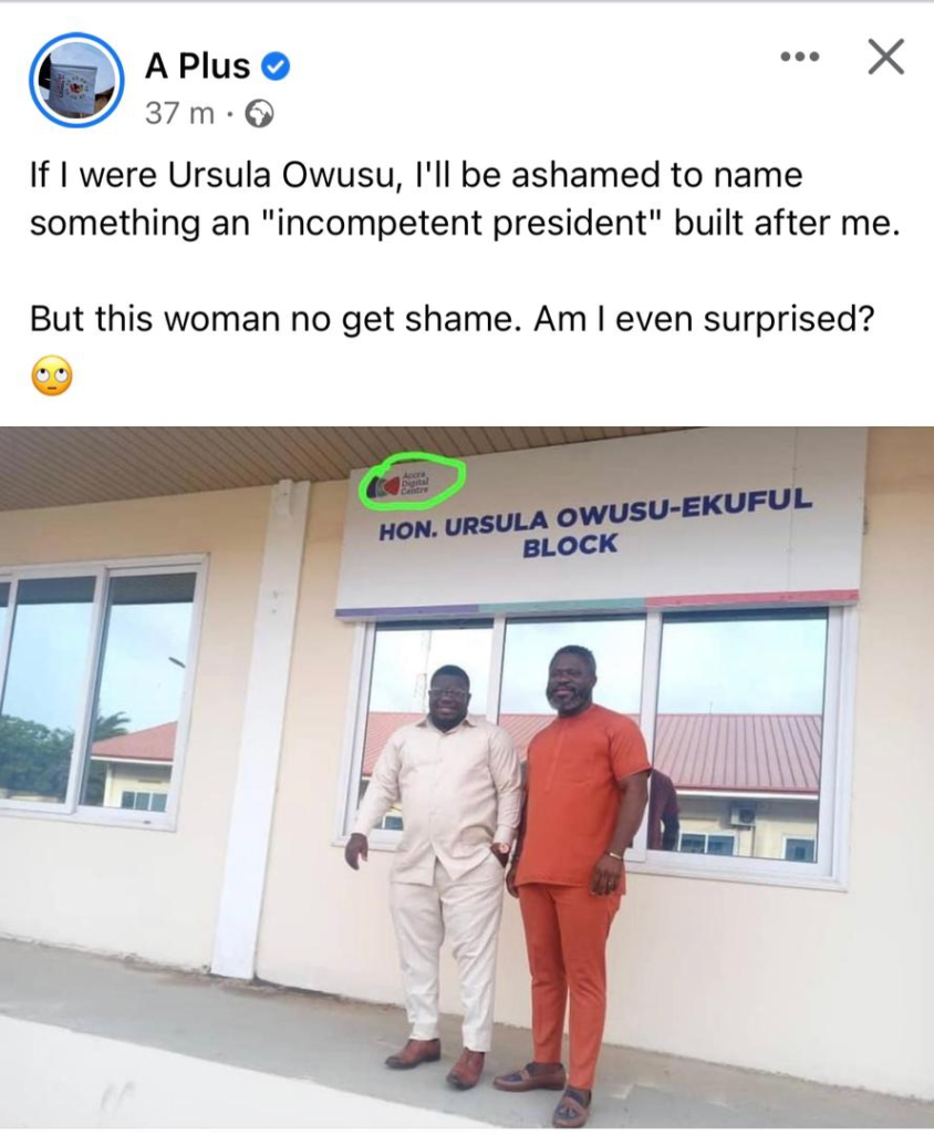 Pull down your name from block at Accra Digital Centre; you didn’t add a gallon of paint -Dafeamekpor to Ursula Owusu-Ekuful