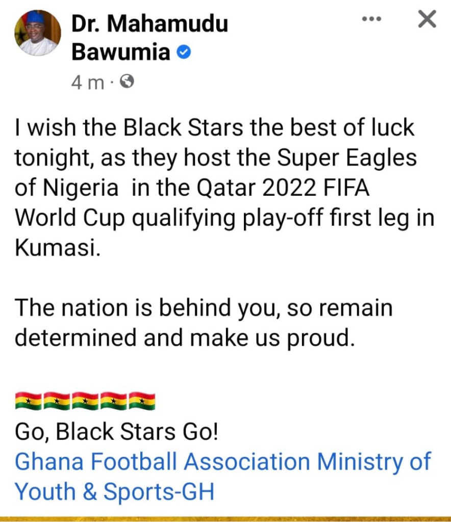 The nation is behind you, make us proud - Bawumia tells Black Stars