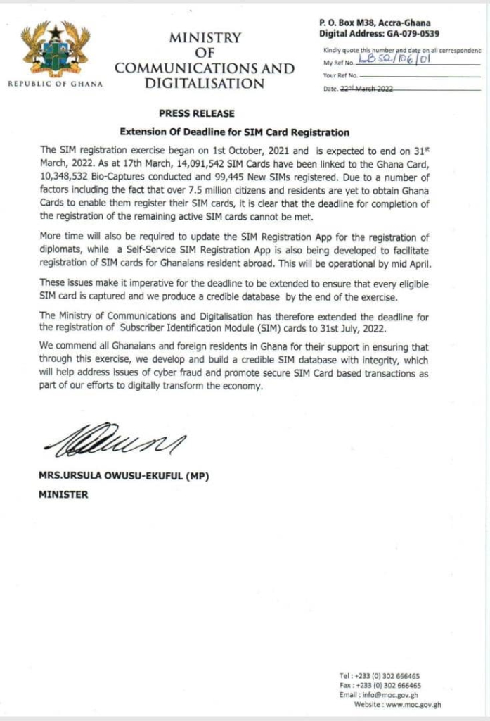 Deadline for SIM card re-registration extended to July 31 Deadline for SIM card re-registration extended to July 31