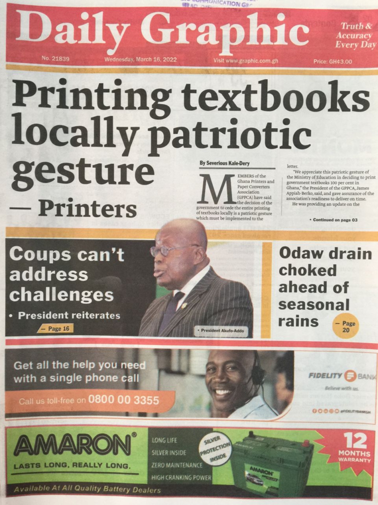 Today's front pages: Wednesday, March 16, 2022 - MyJoyOnline