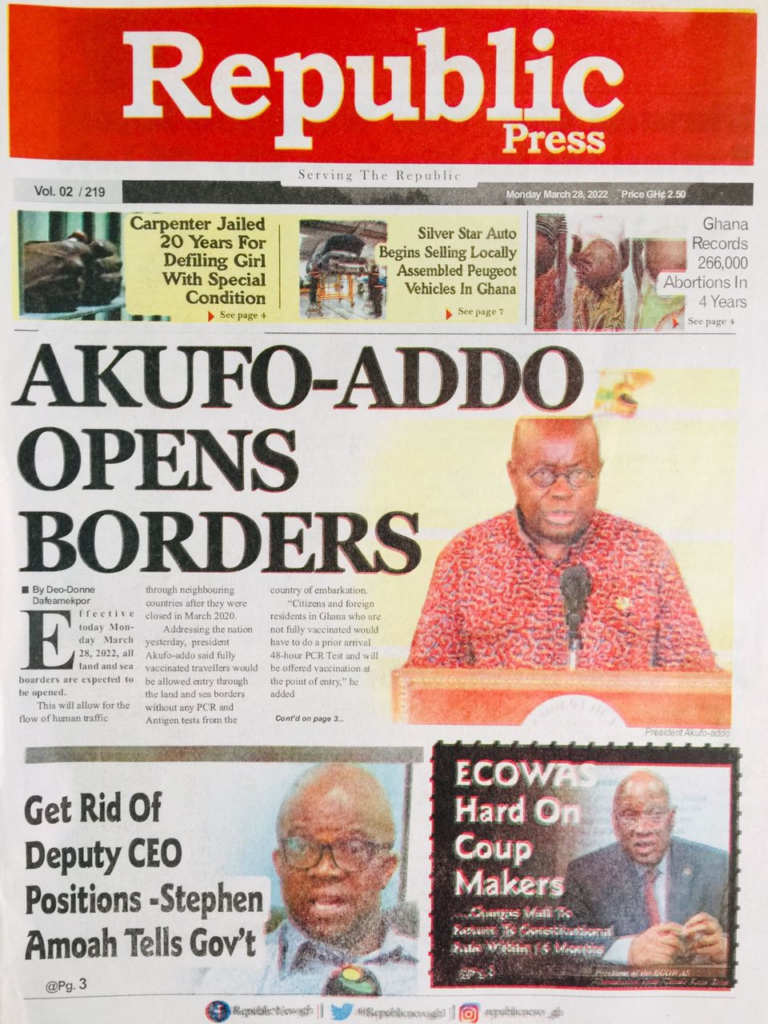 Today's front pages: Monday, March 28, 2022