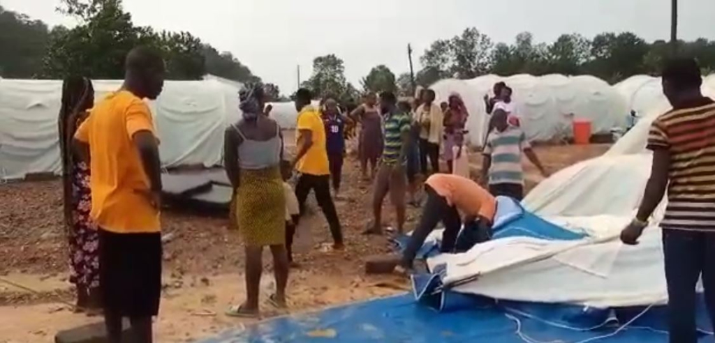Appiatse relief camp hit by torrential rains, some tents destroyed