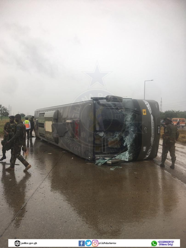 Bus carrying military personnel involved in accident on Accra-Tema Motorway Bus carrying military personnel involved in accident on Accra-Tema Motorway