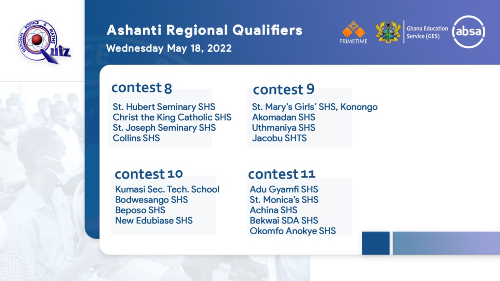 NSMQ 2022 regional qualifiers begin on April 25; here are all the fixtures