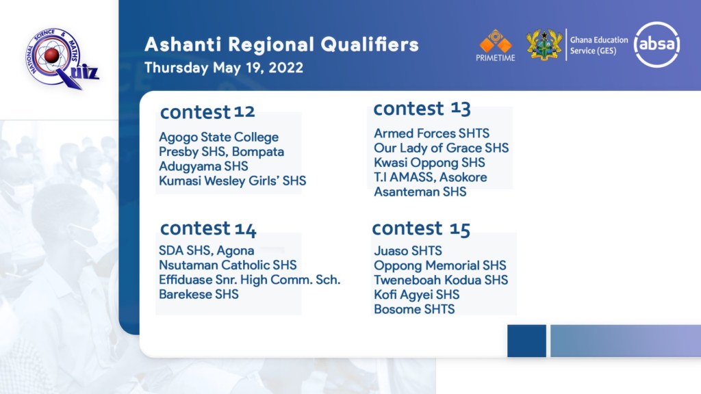 NSMQ 2022 regional qualifiers begin on April 25; here are all the fixtures