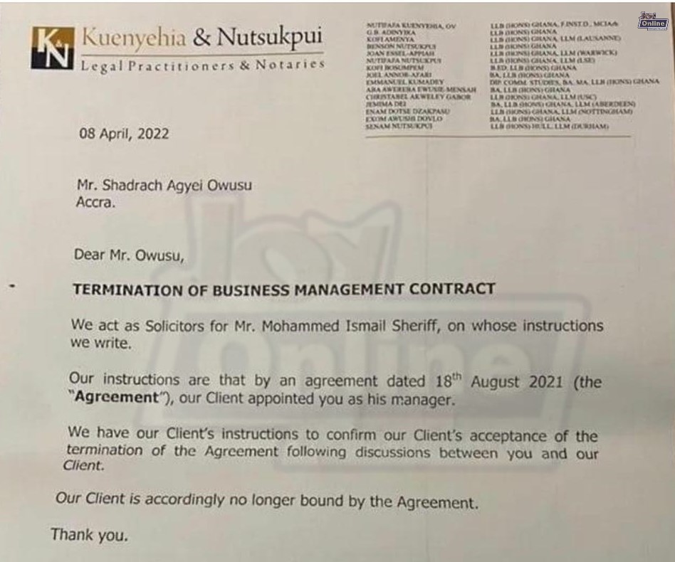 Black Sherif officially terminated contract with ex financier days before he was sued Black Sherif officially terminated contract with ex financier days before he was sued