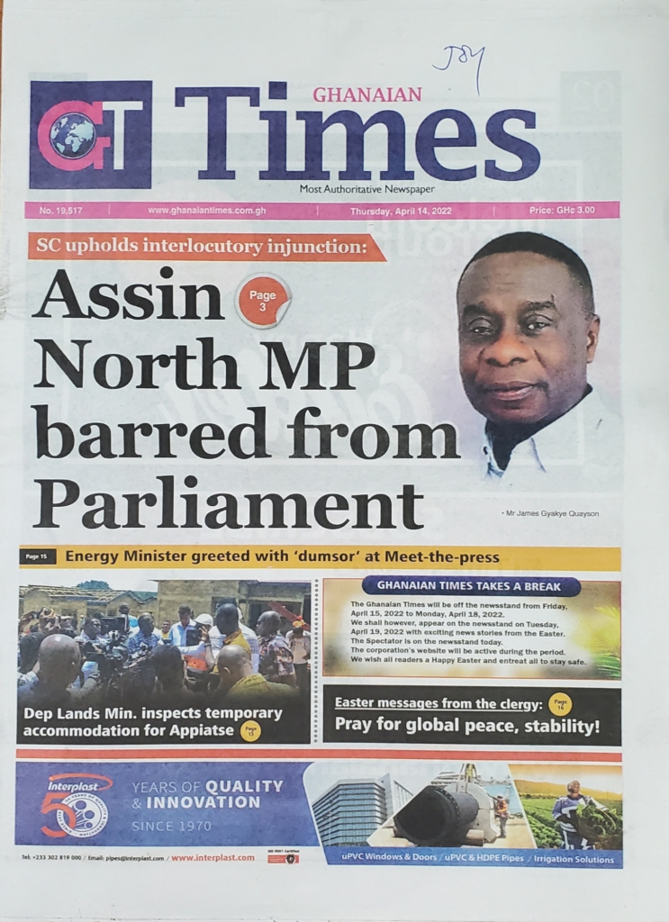 Today's front pages: Thursday, April 14, 2022