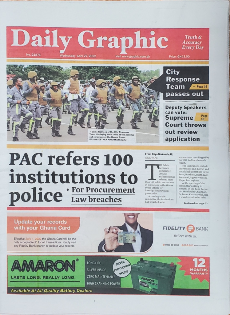 Today's front pages: Wednesday, April 27, 2022