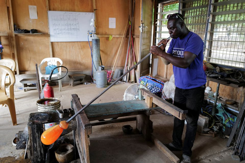 The Ghanaian artist melting glass waste into wonders