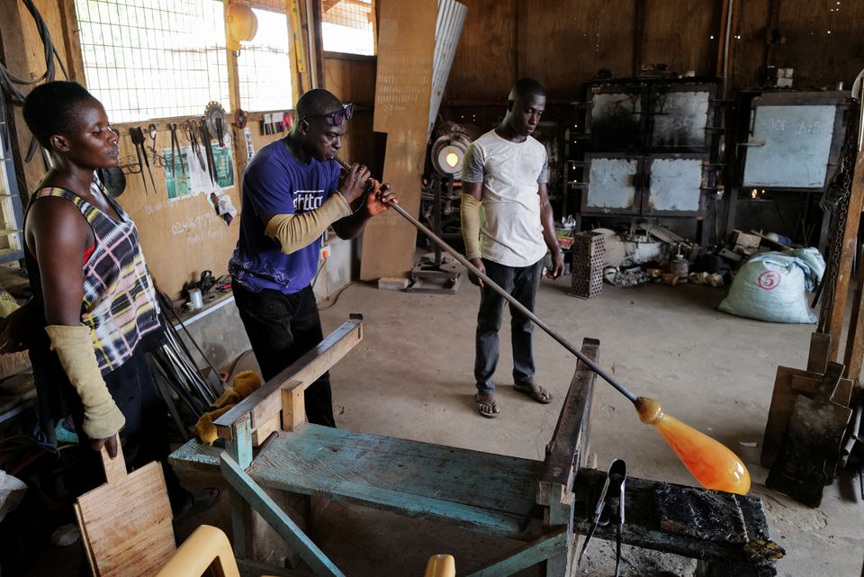The Ghanaian artist melting glass waste into wonders