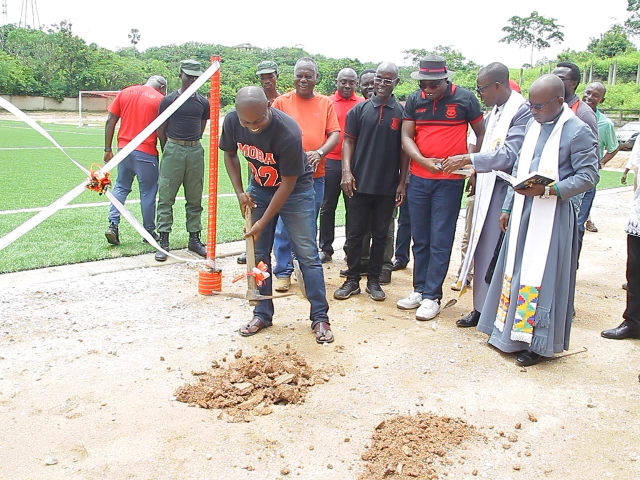 Mfantsipim Old Boys cut sod to construct titan tracks as part of Kwabotwe Centre for Sports Excellence￼