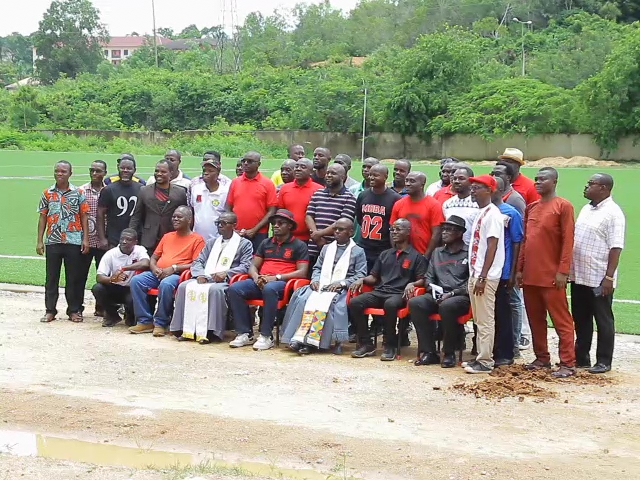 Mfantsipim Old Boys cut sod to construct tartan tracks as part of Kwabotwe Centre for Sports Excellence