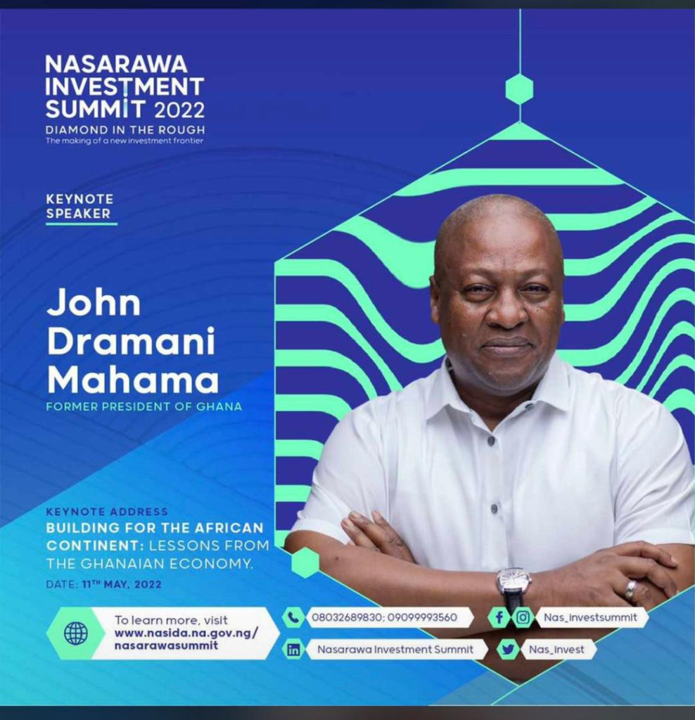 Mahama to deliver keynote speech at Nasarawa investment summit