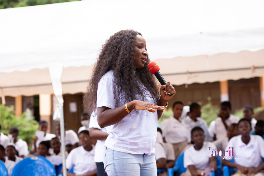 Naa Ashorkor, 2 others donate sanitary pads to school girls on Menstrual Hygiene Day