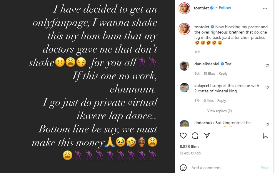 Tonto Dikeh to shake her cosmetic enhanced bum on 'Only Fans' page for money