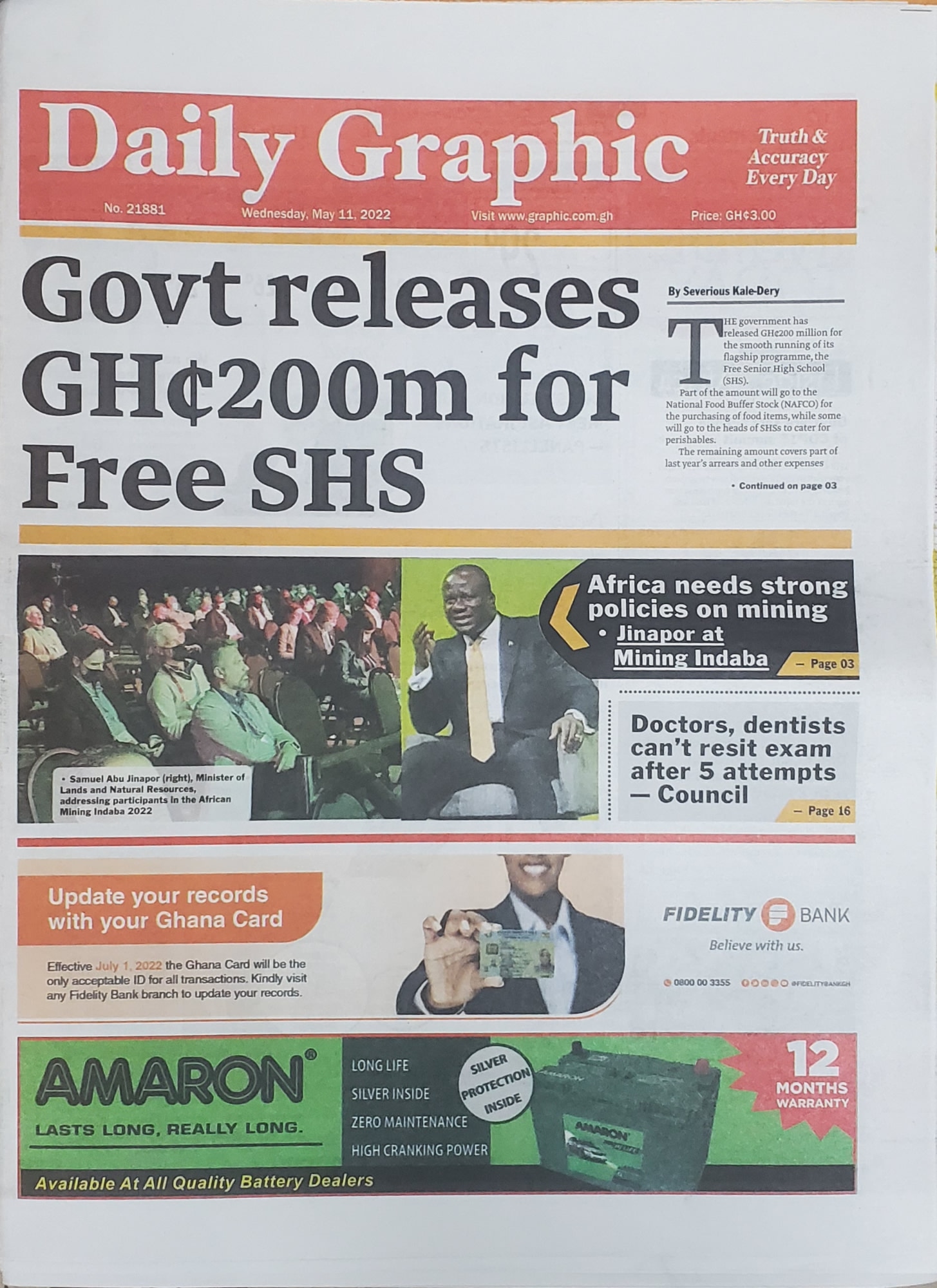 Today's front pages: Wednesday, May 11, 2022 - MyJoyOnline