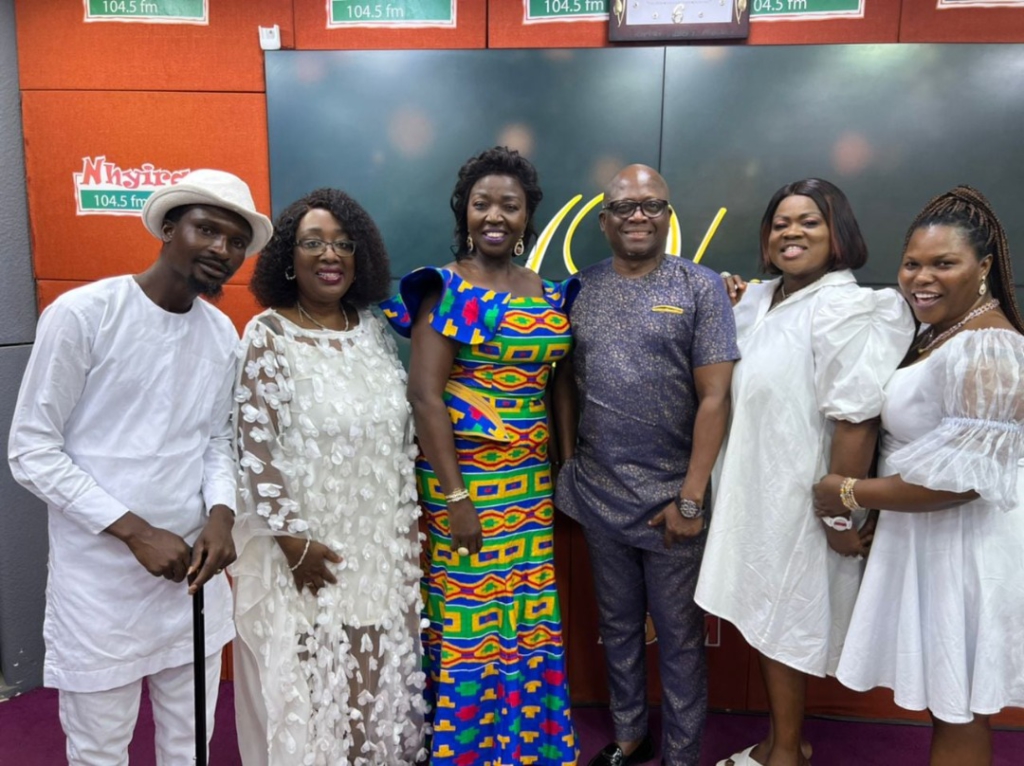 Nhyira FM’s Mama Effe Amanor honoured with a special Kente cloth woven in her name Nhyira FM’s Mama Effe Amanor honoured with a special Kente cloth woven in her name