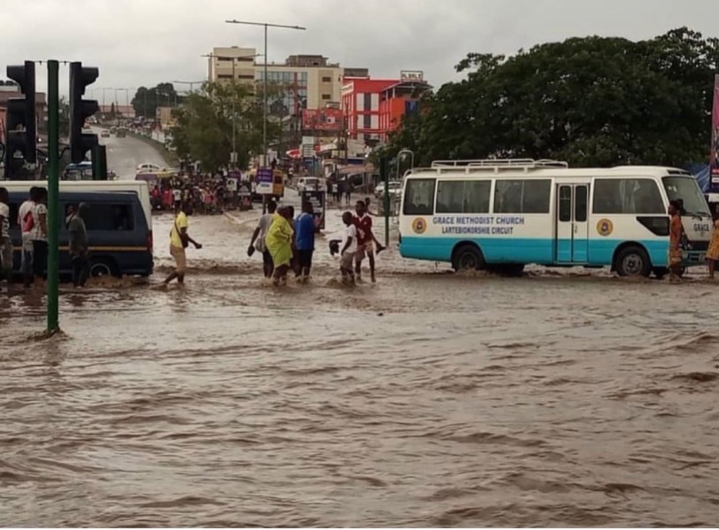 Parts of Accra flooded after dawn rains
