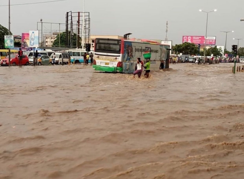 Parts of Accra flooded after dawn rains