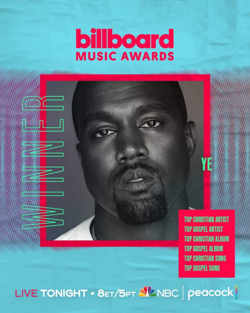Kanye West sweeps all Christian, Gospel awards at 2022 Billboard Music Awards