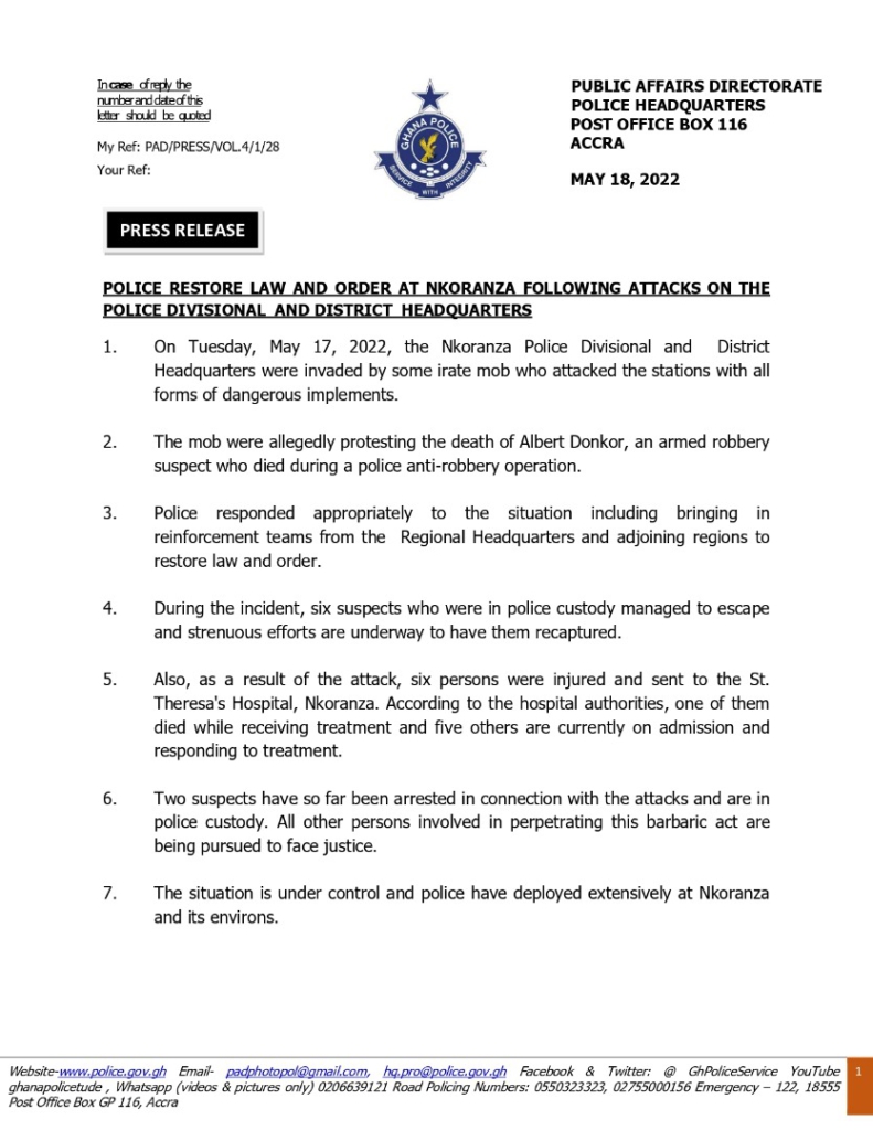 Nkoranza police-youth clash: 1 dead, 9 others injured with 3 in critical condition Nkoranza police-youth clash: 1 dead, 9 others injured with 3 in critical condition