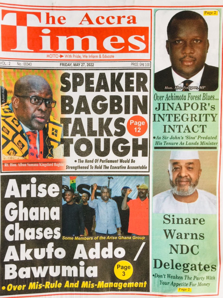 Today's front pages: Friday, May 27, 2022 Today's front pages: Friday, May 27, 2022