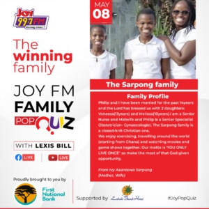 The Sarpongs win episode 2 of Joy FM Family Pop Quiz