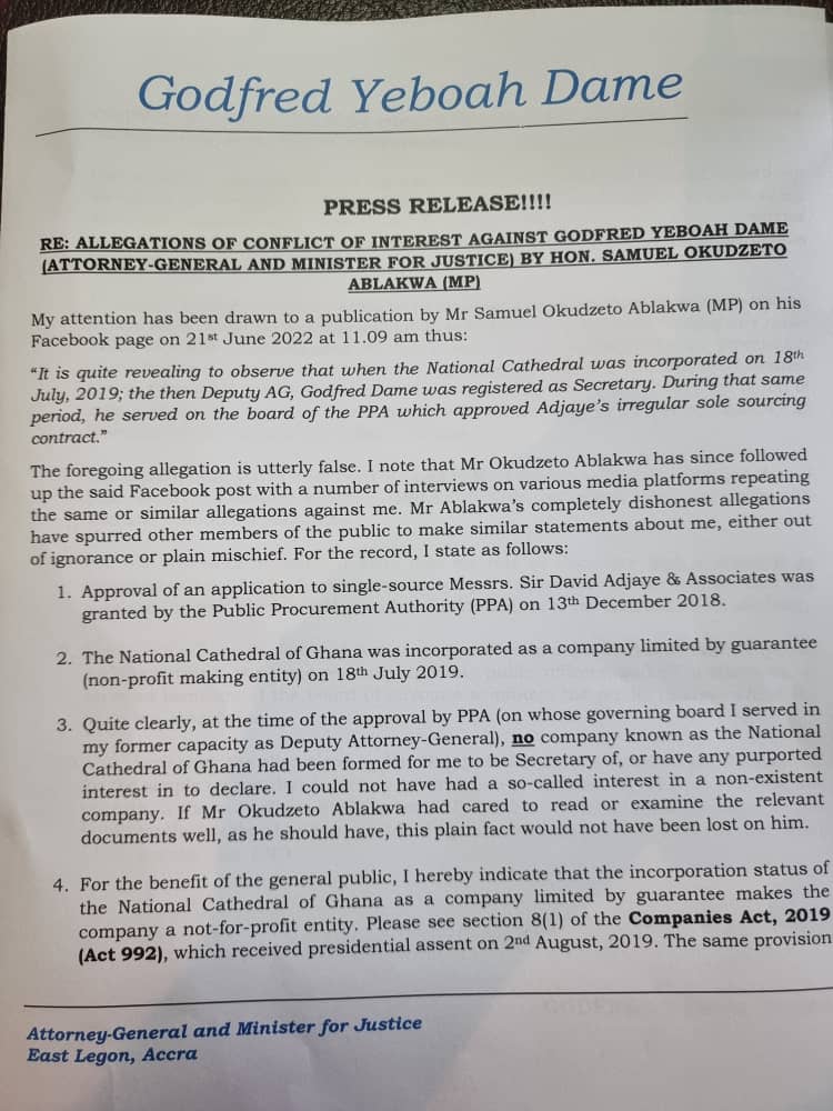 Retract, apologise for falsehood against me or face legal action - A-G to Ablakwa Retract, apologise for falsehood against me or face legal action - A-G to Ablakwa