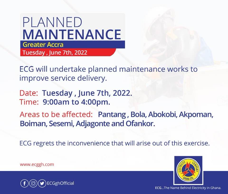 ECG to undertake planned maintenance works in parts of Accra today