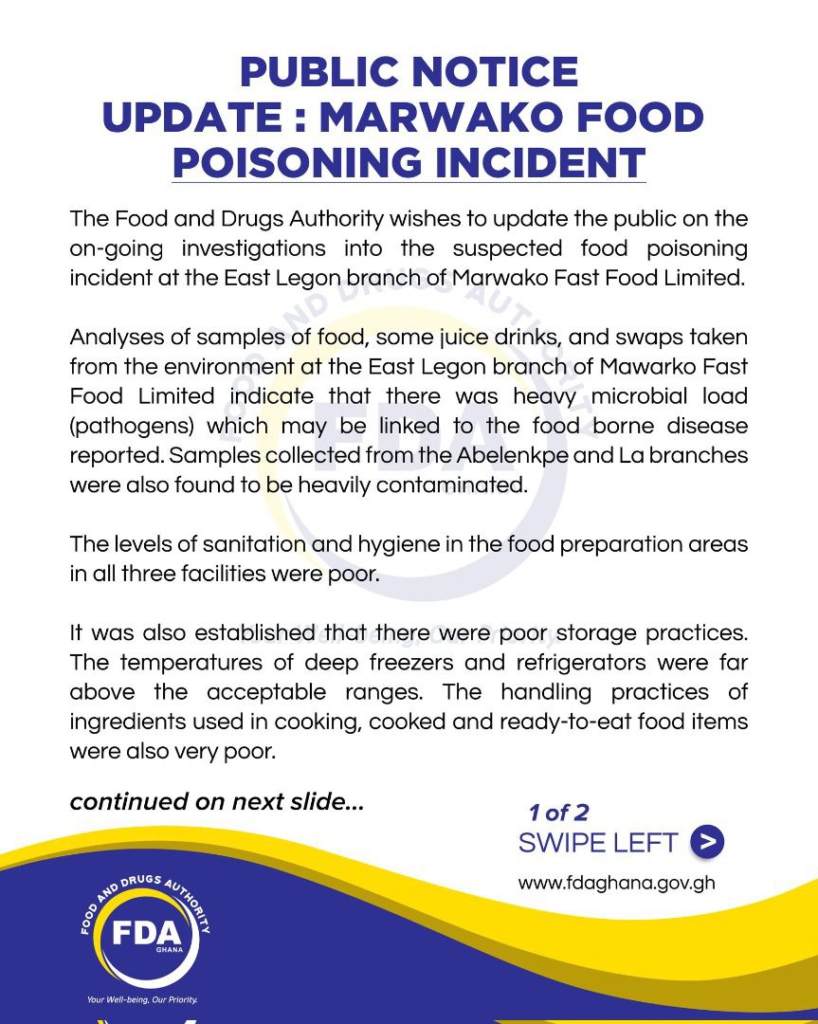 FDA fined us ¢750k over food poisoning claims - Marwako Fast Food