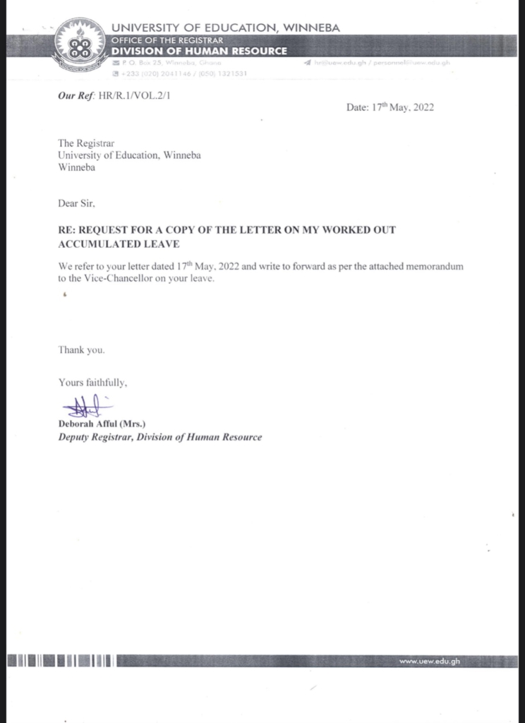 Effutu Municipal Assembly prevails on UEW Registrar to go on leave to maintain peace and order Effutu Municipal Assembly prevails on UEW Registrar to go on leave to maintain peace and order