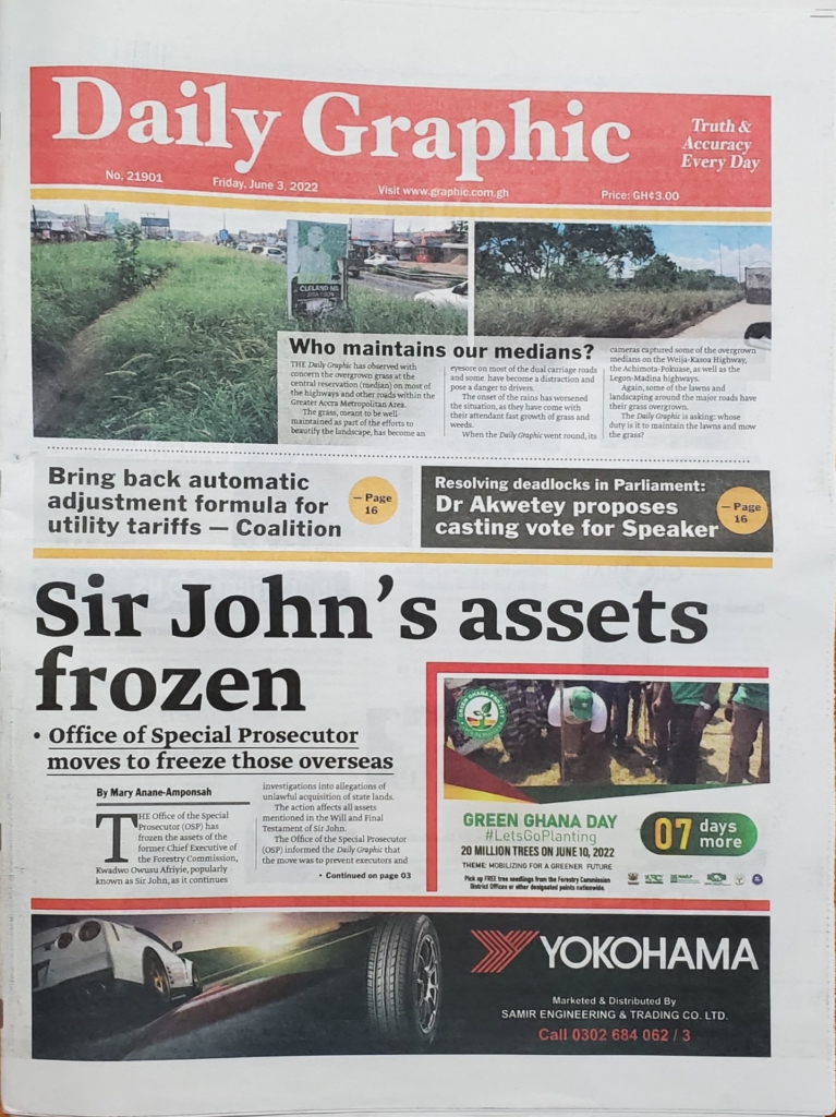 Today's front pages: Friday, June 3, 2022 - MyJoyOnline