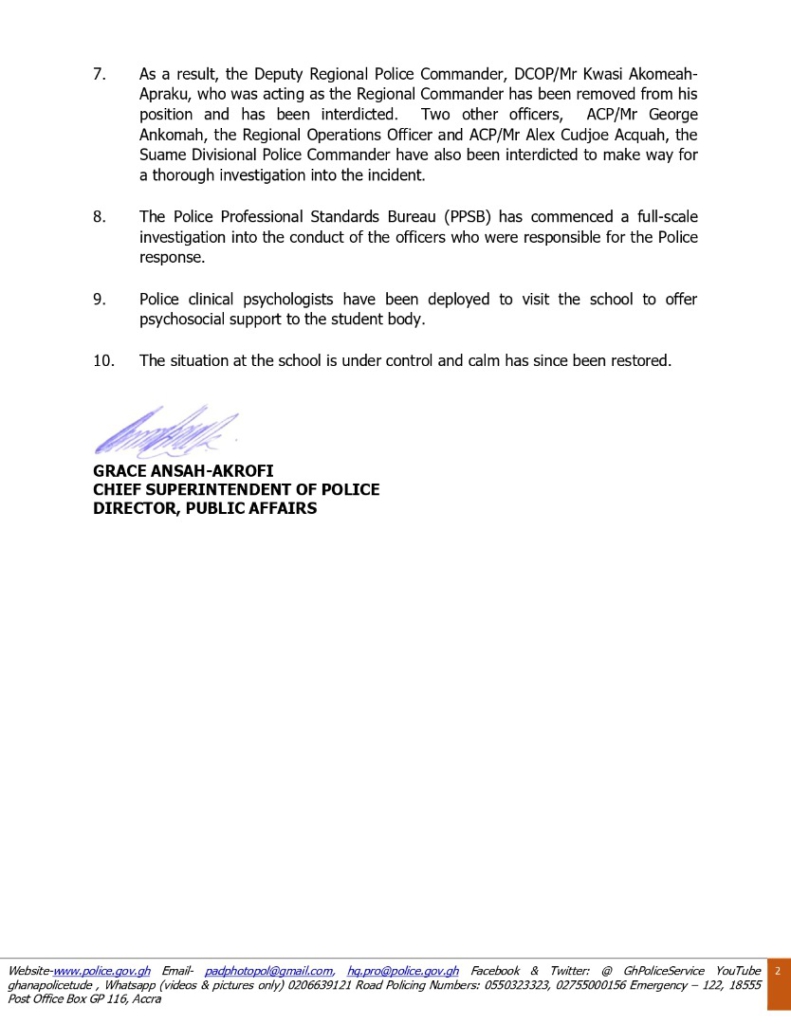 Our handling of Islamic SHS incident poor – Police admits Our handling of Islamic SHS incident poor – Police admits