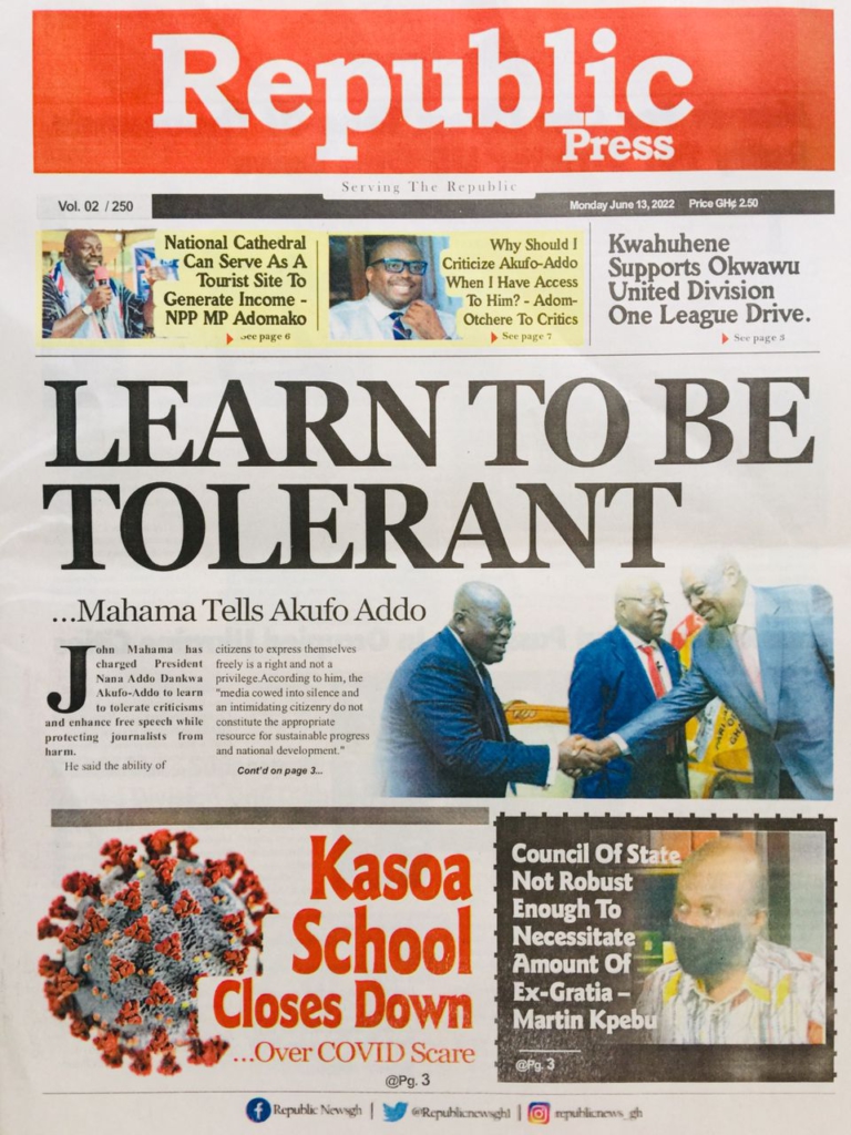 Today's front pages: Monday, June 13, 2022