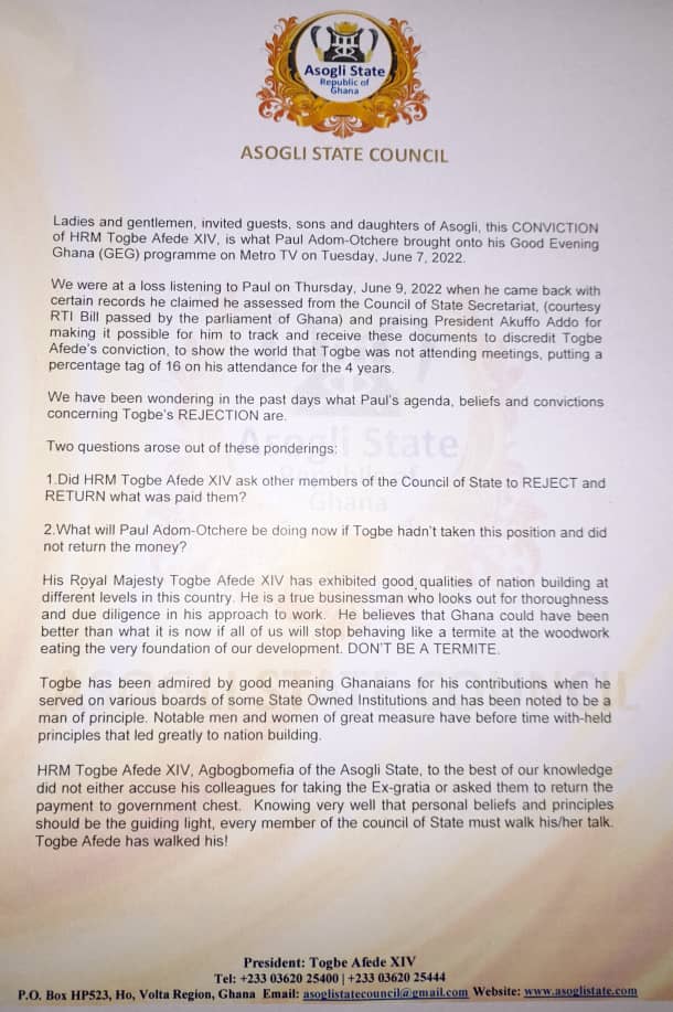 Paul Adom-Otchere is a 'great termite'; we declare him an enemy - Asogli State Council Paul Adom-Otchere is a 'great termite'; we declare him an enemy - Asogli State Council