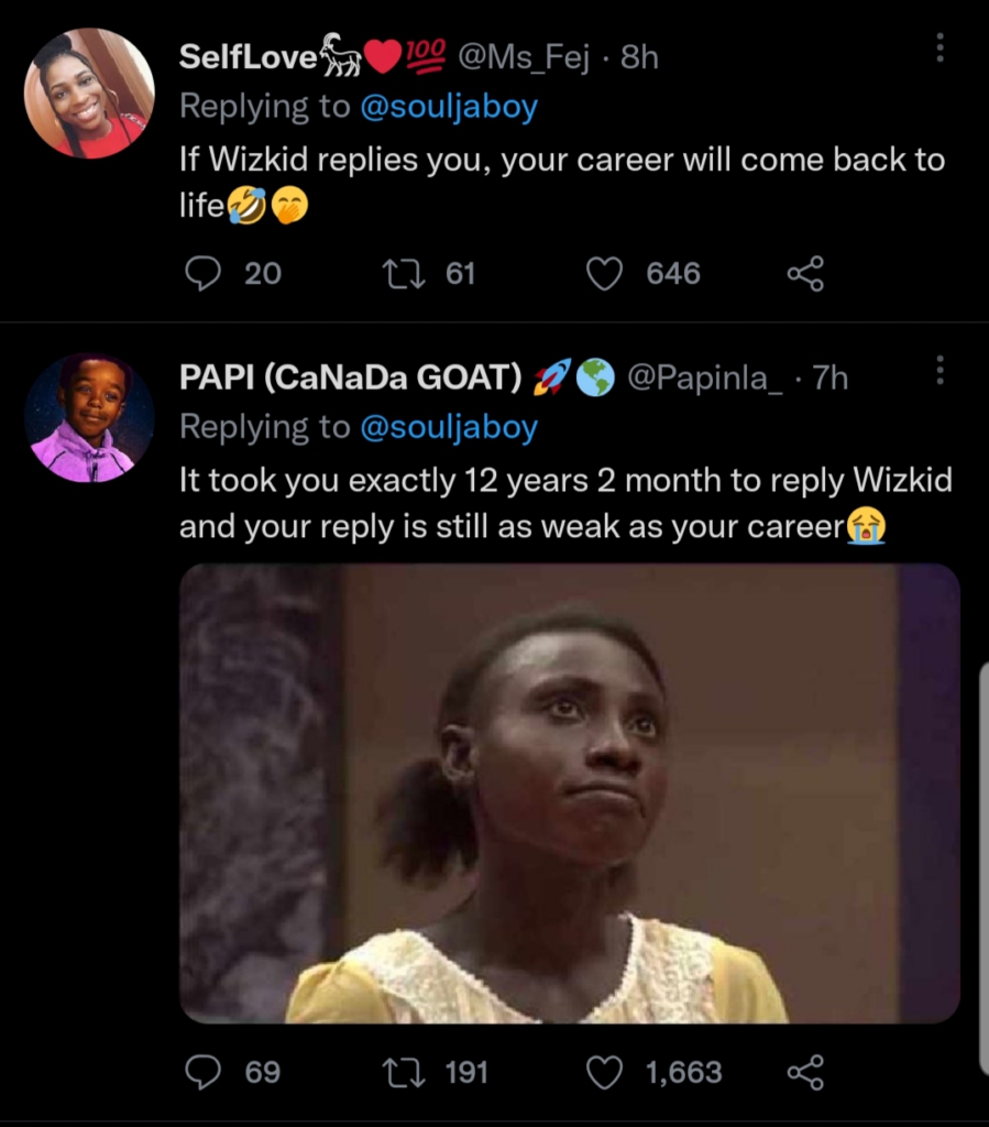 'Your mama wack' - Soulja Boy replies to Wizkid's 12-year-old tweet 'Your mama wack' - Soulja Boy replies to Wizkid's 12-year-old tweet