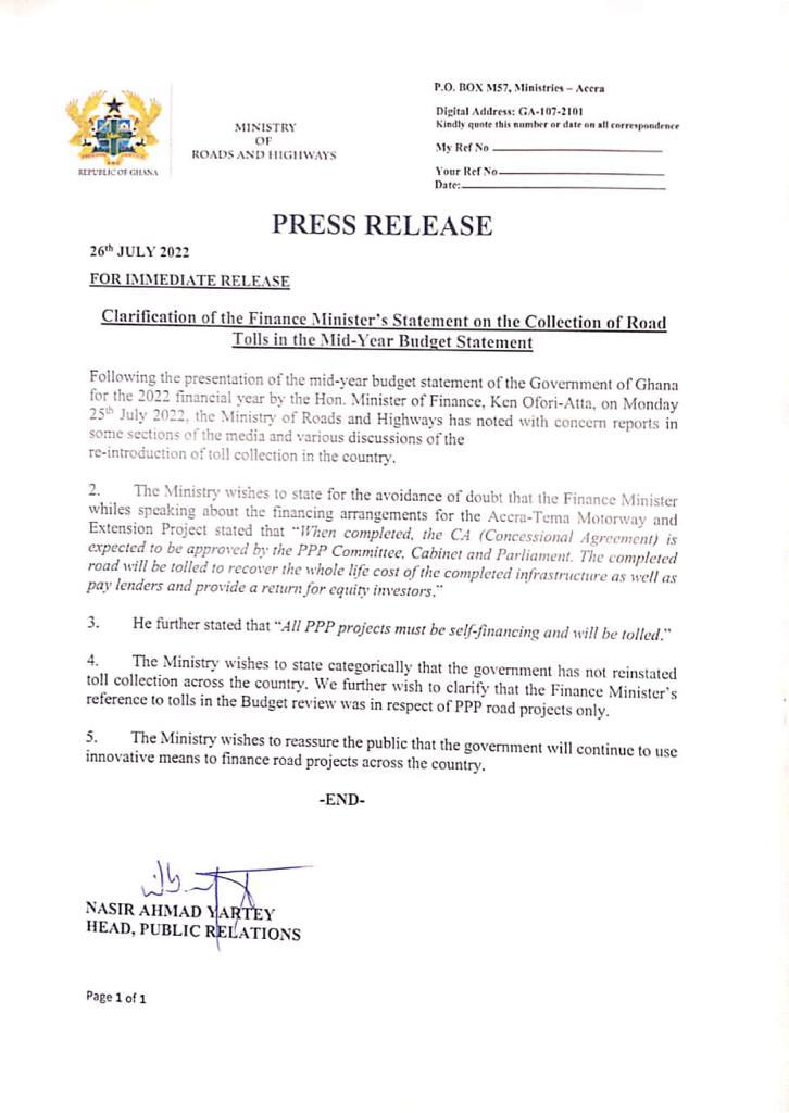 Intent of tolling roads under PPP agreements a diversionary statement - Dr Wereko-Brobbey Intent of tolling roads under PPP agreements a diversionary statement - Dr Wereko-Brobbey