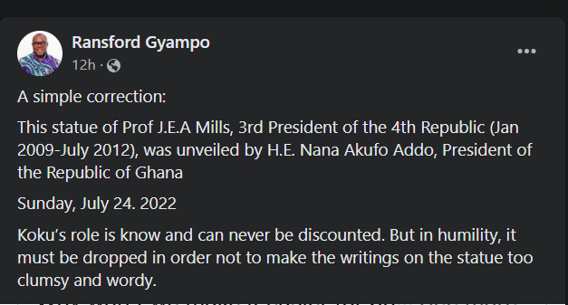 Koku Anyidoho's name on Atta Mills bust must be dropped - Prof Gyampo