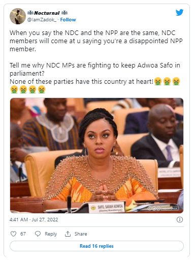 Ghanaians react to Adwoa Safo's dismissal as Gender Minister