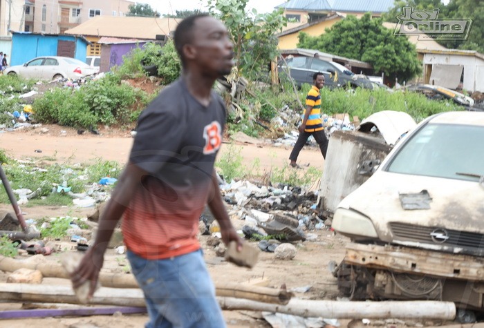 Photos: GRIDCo demolishes illegal structures under high tension lines at Bawaleshie