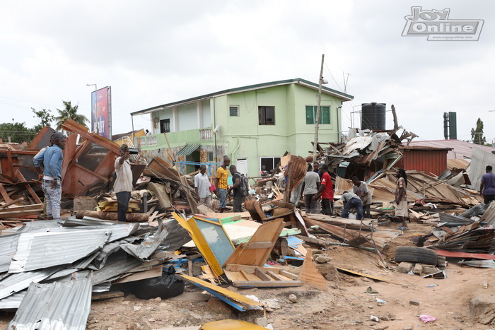 Photos: GRIDCo demolishes illegal structures under high tension lines at Bawaleshie