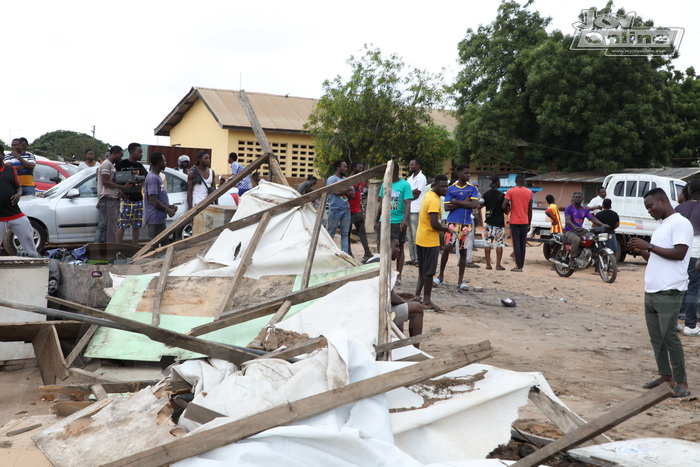 Photos: GRIDCo demolishes illegal structures under high tension lines at Bawaleshie