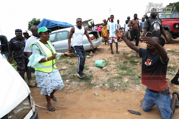 Photos: GRIDCo demolishes illegal structures under high tension lines at Bawaleshie