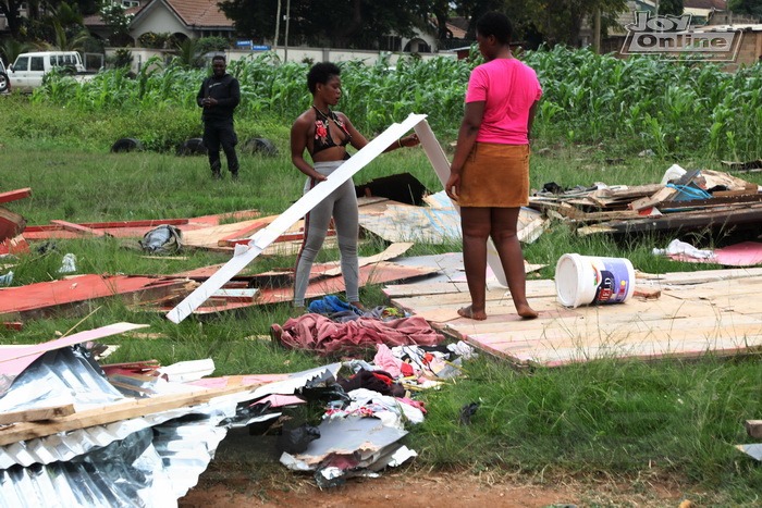 Photos: GRIDCo demolishes illegal structures under high tension lines at Bawaleshie