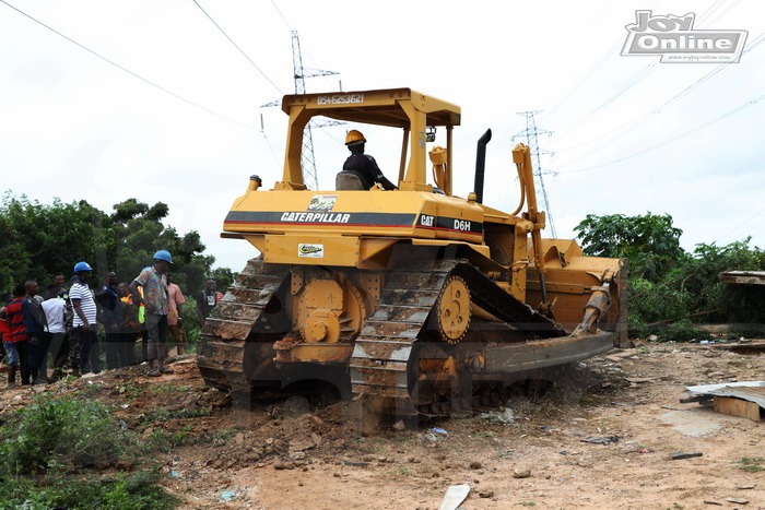 Photos: GRIDCo demolishes illegal structures under high tension lines at Bawaleshie