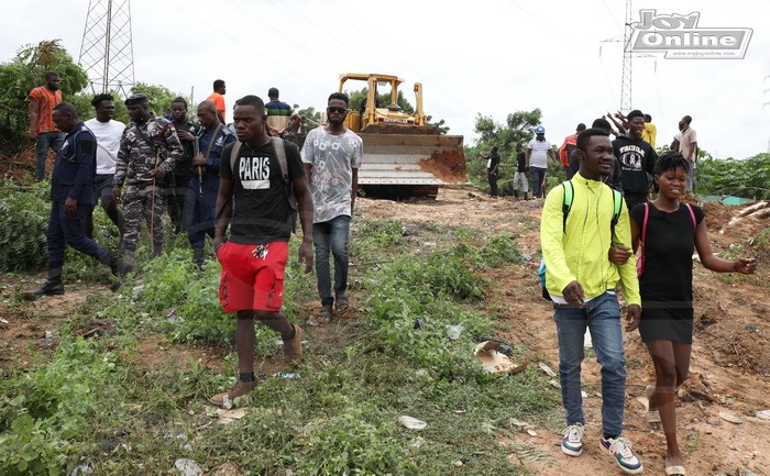 Photos: GRIDCo demolishes illegal structures under high tension lines at Bawaleshie