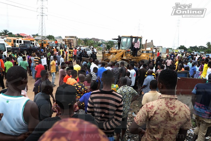 Photos: GRIDCo demolishes illegal structures under high tension lines at Bawaleshie